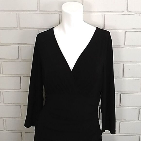 Nine West Black Ruched Sheath Dress. Size 10 - Picture 2 of 10